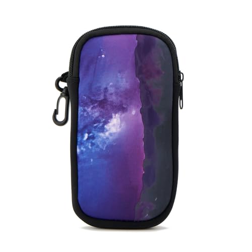 QIUTIMIY Sunglasses Soft Case Zipper Double Eyeglass Case with 2 Compartments 1 Belt Clip - color: Purple Galaxy