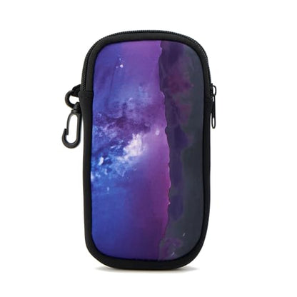 QIUTIMIY Sunglasses Soft Case Zipper Double Eyeglass Case with 2 Compartments 1 Belt Clip - color: Purple Galaxy