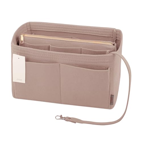 ZTUJO Purse Organizer Insert, Felt Bag Organizer with Metal Zipper, Handbag & Tote Shaper, For Speedy Neverfull Tote, 7 Sizes - color: Beige, size: Medium (Pack of 4)