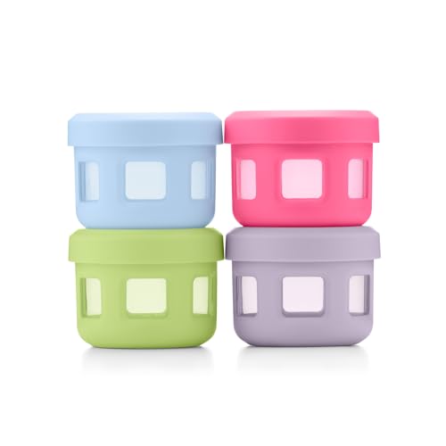 Ello Reusable Condiment Containers with Screw-on Leak Proof Lid | Perfect for Salad Dressing Sauce Dips Lunchbox Picnic Travel Bento Box | BPA-Free | Dishwasher Safe - color: Neon Dreams
