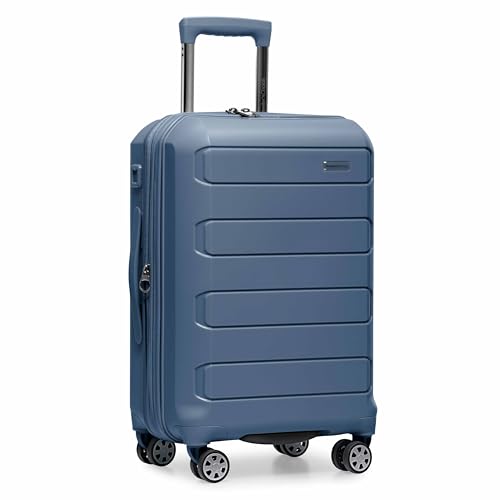 Traveler's Choice Pagosa Hardshell Expandable Luggage with Spinner Wheels, Slate Blue, 22-Inch Carry-on - color: Slate Blue, size: 22-Inch Carry-on
