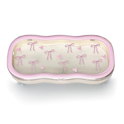 Cute hard shell bow glasses case cat transparent glasses case sunglasses glasses Size is 6.9 x 3.2 x 1.2inches - color: Case - Pink Bow