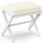 BAMBOOHOMIE Foldable Foot Stool Ottoman, Modern Foot Rest with Bamboo X Legs & Thick Foam Cushion, Folding Foot Stools Small Padded for Bedroom Living Room, Footstool for Chair Couch (White - White) - color: White - White