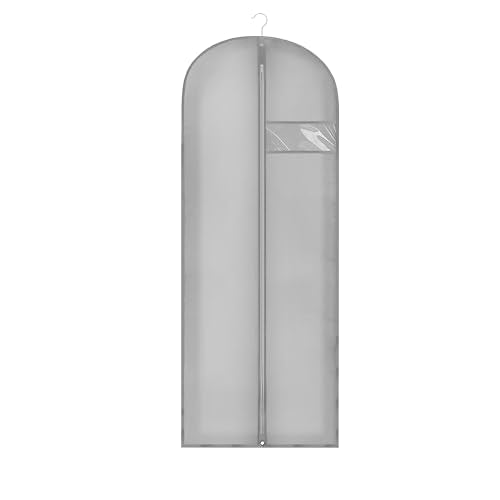 60" Dress Bags for Gowns Long, Garment Bags for Hanging Clothes with Clear Window, Foldable Suit Bag Cover for Travel and Storage (Grey) - color: Grey 60"