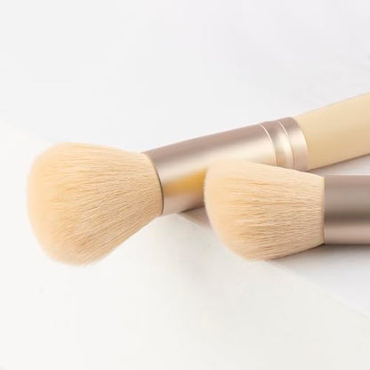 Real Perfection Makeup Brush Set 16 Pcs with 1 Eyebrow Razor Premium Synthetic Foundation Powder Concealers Eyeshadow Blush Makeup Brushes Make up Brushes Kit (Beige) - color: Beige