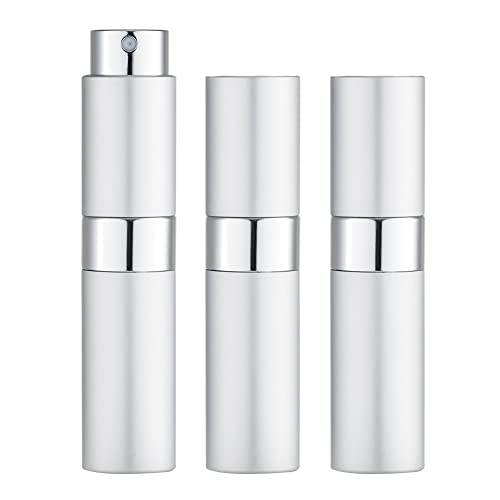 LISAPACK 8ML Atomizer Perfume Spray Bottle for Travel (3 PCS) Empty Cologne Dispenser, Portable Sprayer (Silver) - color: 3 Silver