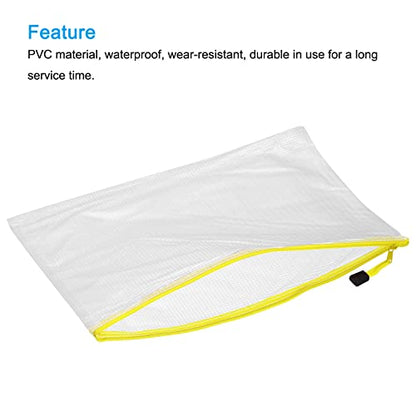 MECCANIXITY Mesh Zipper Bags, A3 Size Plastic Zip File Pouch Document Folders for Home Office Travel, Yellow Pack of 3 - color: Yellow