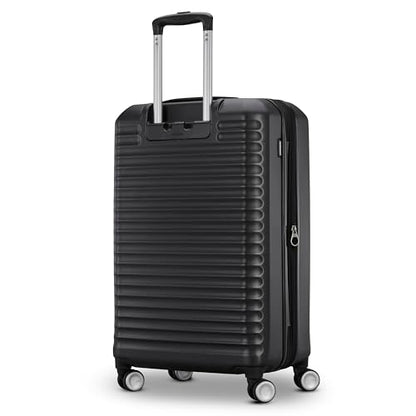 American Tourister Stratum 3.0 Medium 24-Inch Spinner, Airline Approved, Durable Hardside Luggage, Expands 1.5", RightHeight™ Adjustable Handle, Black - color: Black, size: Medium - Checked