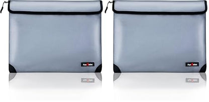 Fireproof Waterproof Money Document Bag - with 4200°F Heat Insulated Safe Storage Pouch with Zipper Upgraded 8 Layers of Functional Material for Valuables (13.9"x10.6" Gray) (Pack of 2) - size: 13.9"x10.6" (Pack of 2)