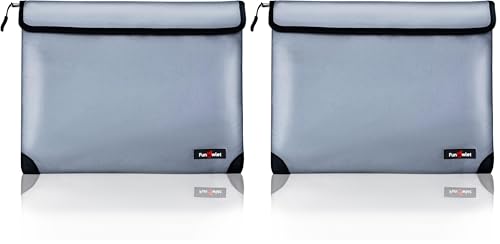 Fireproof Waterproof Money Document Bag - with 4200°F Heat Insulated Safe Storage Pouch with Zipper Upgraded 8 Layers of Functional Material for Valuables (13.9"x10.6" Gray) (Pack of 2) - size: 13.9"x10.6" (Pack of 2)