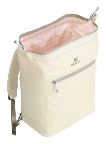 Stanley All Day Madeleine Backpack Soft Cooler 20 Can Cooler with Handle and Shoulder Straps Insulated Travel Bag with Zipper BPA-Free - color: Cream, style: Midi