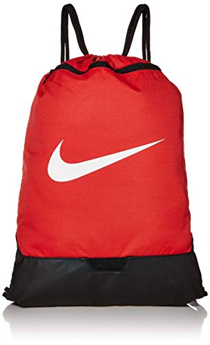 Nike Brasilia Training Gymsack, Drawstring Backpack with Zipper Pocket and Reinforced Bottom, University Red/University Red - color: University Red/University Red
