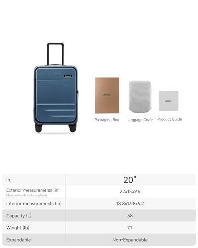 LUGGEX Carry On Luggage Top Opening, FLA Aluminum Frame Trunk Style Luggage, Polycarbonate Hard Shell Suitcase (FX-Enhance, Blue, 20 Inch, 38L) - color: Blue