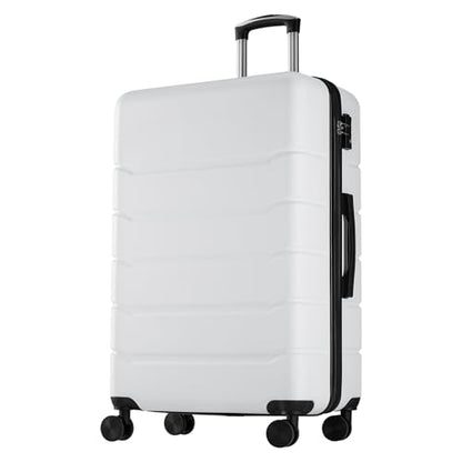 Sweetcrispy 28 Inch Checked Luggage, ABS Lightweight Rolling Hard Shell Suitcase with Smooth Spinner Wheels, Built-in TSA Lock, Durable Travel Suitcase for Business and Vacation Trip, White - color: White, size: 28 Inch