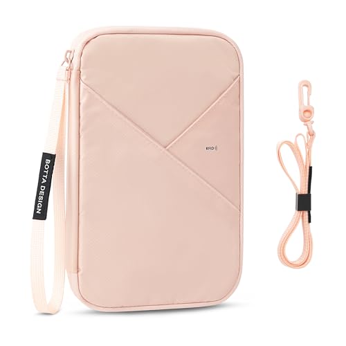 Veki Passport Holder for Travel Women Family, Passport Wallet Bag, RFID Travel Document Organizer, Waterproof Passport Holder for Men, Portable Case for Cards, Cash, Tickets, ID (Pink, L) - color: Pink, size: L
