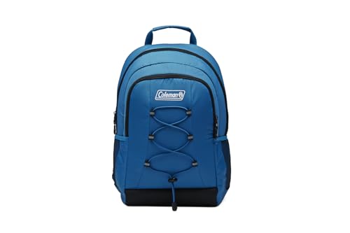 Coleman Chiller Insulated Backpack Cooler, Leakproof 28-Can Backpack Cooler with 12+ Hour Ice Retention, Made with Recycled Materials, Great for Beach, Camping, Hiking, Tailgates, Groceries, & More - color: Blue