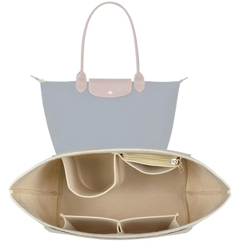 Lckaey Organizer Insert for longchamp le pliage medium organizer tote bag organizer inserts handbag best1032beige-M - color: Beige, size: medium