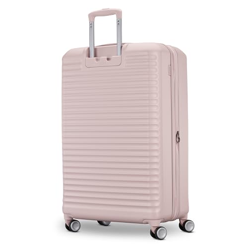 American Tourister Stratum 3.0 Large 28-Inch Spinner, Airline Approved, Durable Hardside Luggage, Expands 1.5", RightHeight™ Adjustable Handle, Pink Blush - color: Pink Blush, size: Large - Checked