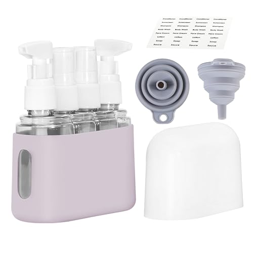 Bpluma Travel Bottles, Leak Proof Containers For Toiletries TSA Approved Airplane Accessories Kits For Liquid With Labels - color: Pack of 4 - Purple