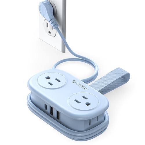 Cruise Approved Travel Power Strip with USB C, ORICO 4 Outlets 3 USB Ports (1 USB C) with 4FT Wrapped Short Extension Cord Small Power Strip, Non Surge Protector for Travel, Cruise Ship-AP3 - color: Blue