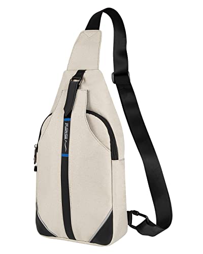 WATERFLY Medium Crossbody Sling Backpack Anti Theft Backpack for Traveling Chest Shoulder Bag - color: White(medium)