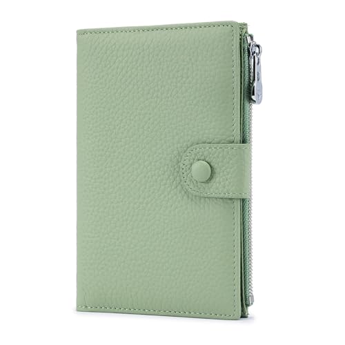 Genuine Leather RFID Blocking Passport Holder Wallet, Multi-Functional Travel Document Organizer with Zipper Pocket, Includes SIM Card Ejector Pin (Green) - color: Green