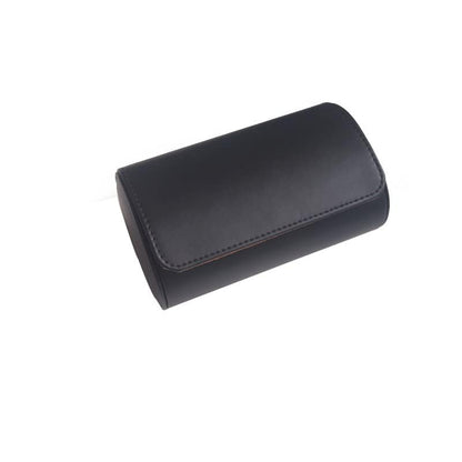 2 Watch Travel Case for Men - Double Roll Gift Accessory With Plush Velvet/Suede Interior, Leather Holder (Black) - color: BLACK