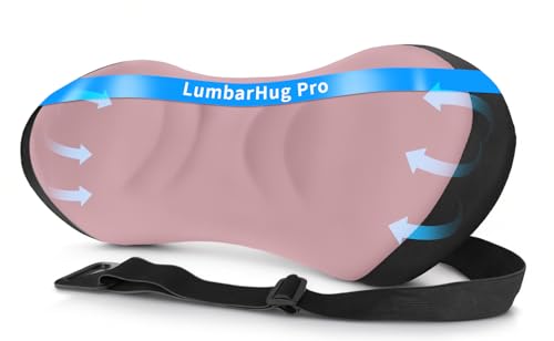 Lumbar Support Pillow for Office Chair - Lumbar Pillow for Car, Memory Foam Ergonomic Lumbar Support Pillow for Car Back Support for Office Chair Back Support Cushion - color: Black With Pink