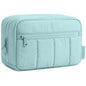 Noozion Makeup Bag Travel Toiletry Bag, Puffy Padded Cosmetic Bag for Women, Makeup Organizer Case, Wide-open Pouch Purse, Travel Essentials - color: Dusty Blue-Green