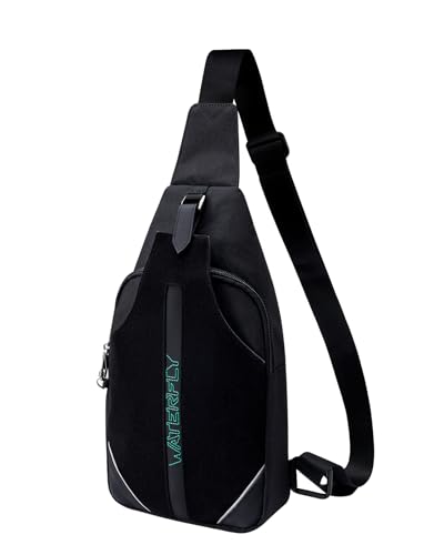 WATERFLY Medium Crossbody Sling Backpack Anti Theft Backpack for Traveling Chest Shoulder Bag - color: Black-diy(medium)