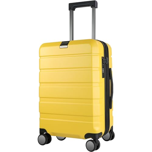 KROSER Hardside Expandable Carry On Luggage with Spinner Wheels & Built-in TSA Lock, Durable Suitcase Rolling Luggage with USB Port, Carry-On 20-Inch Yellow - color: Yellow