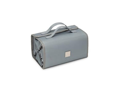 ROYALFAIR Roll Up Makeup Bag, Travel Toiletry Bag for Women with 4 Clear TSA Approved Pouches, Hanging Travel Organizer, Folding Cosmetic Bag for Men and Women - color: Grey