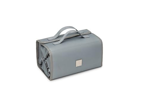 ROYALFAIR Roll Up Makeup Bag, Travel Toiletry Bag for Women with 4 Clear TSA Approved Pouches, Hanging Travel Organizer, Folding Cosmetic Bag for Men and Women - color: Grey