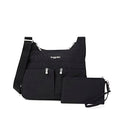 Baggallini Crossbody Travel Bag 11x8.5 Lightweight Water-resistant Nylon Handbag - color: Black Cheetah Emboss