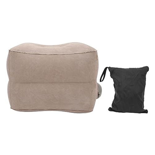 Foot Rest Pillow Inflatable Two Layer Single Air Valve PVC Flocking Portable Reducing Fatigue Airplane Foot Pillow for Office Home Travel (Grey) - color: Grey