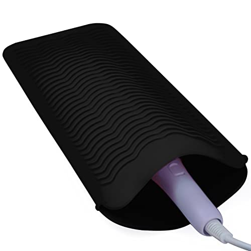 1Pack Silicone Heat Resistant Mat Pouch for Hair Straightener, Curling Iron, Flat Iron and Hot Hair Tools Black - color: Black, size: 1 Pack