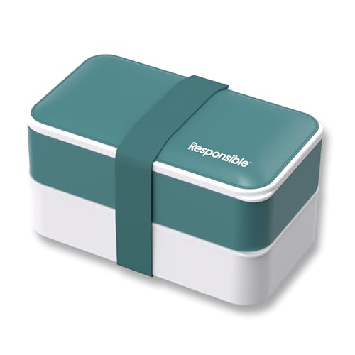 Responsible Products Leak Resistant Bento Box with Tableware for Adult - Teens, Insulated Lunch Box for Women - Men - Girls - Boys, BPA Free, Dishwasher Safe, Microwave Safe, Freezer Safe, 46 oz - color: Fresh Turquoise, size: Classic All-In-One