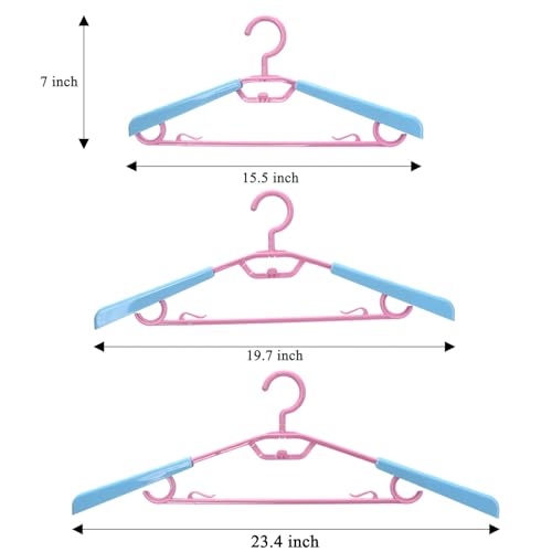 6-Pack Heavy Duty Plastic Extra-Wide Arm 15"-23" Suits Clothes Hangers with Swivel Hooks,Perfect for Coat,Jacket,Dress,Shirt,Trousers or Closet Space Saving,Pink - color: Pink+light Blue