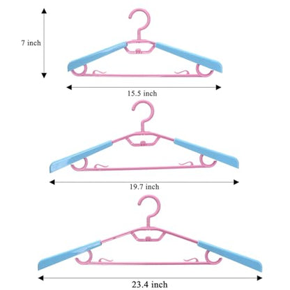 6-Pack Heavy Duty Plastic Extra-Wide Arm 15"-23" Suits Clothes Hangers with Swivel Hooks,Perfect for Coat,Jacket,Dress,Shirt,Trousers or Closet Space Saving,Pink - color: Pink+light Blue