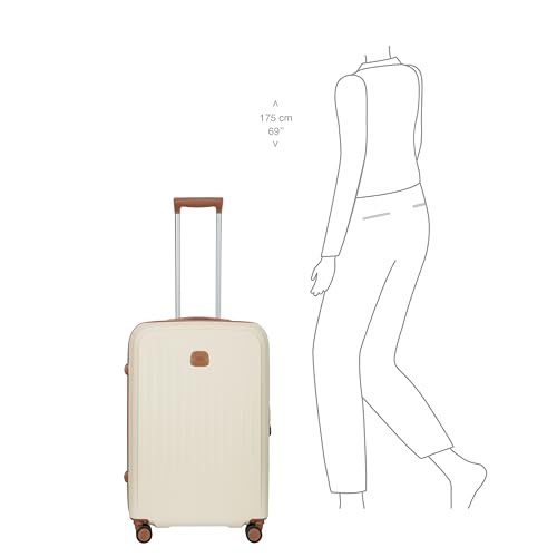 Bric's Taormina Ultra-Light Checked Luggage – Expandable Hard Shell Suitcase with TSA Lock, Anti-Tamper Zippers & 360 Spinner Mobility Wheels - 27 Inch, Cream - color: Cream, size: Checked-Medium