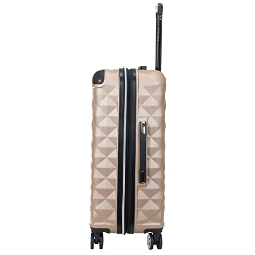 Kenneth Cole REACTION Diamond Tower Collection Lightweight Hardside Expandable 8-Wheel Spinner Travel Luggage, Rose Champagne, 24-Inch Checked - color: Rose Champagne, size: 24-Inch Checked