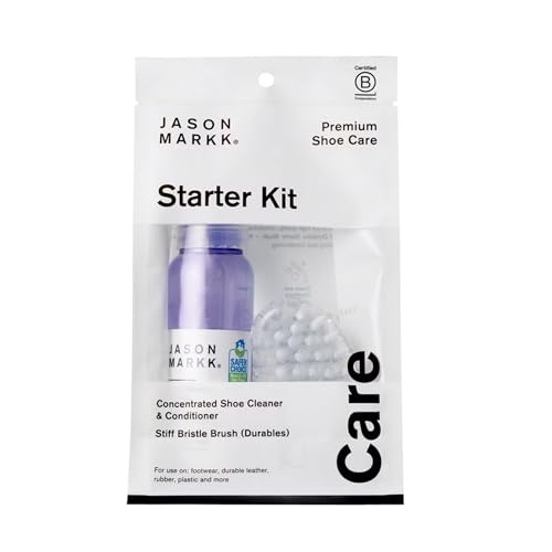 Jason Markk Starter Kit, Shoe Cleaner, 2-Piece Set, Deep Cleaning Solution & Durables Brush, Sneaker Care, Ideal for Footwear, Safe for Midsoles, Full-Grain Leather, Rubber, Plastic, and More, 2oz