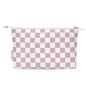 Narwey Small Checkered Makeup Bag for Purse Small Cosmetic Bag Women Travel Makeup Pouch Zipper Pouch (Dusty Rose Checkerboard) - color: AB-Dusty Rose Checkerboard