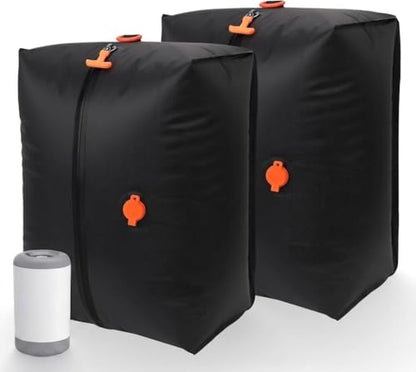Fantictas Vacuum Travel Bags Kit (2 Pack) - 15L Waterproof & Tear Resistant Travel Compression Bags with Wireless Vacuum Pump for luggage & Backpacks, Space Saving Vacuum Storage Bags