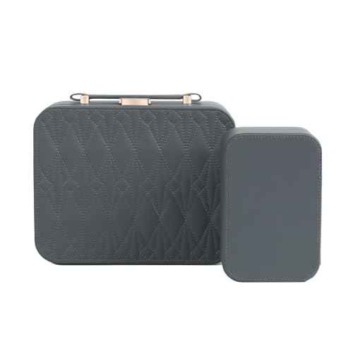 Jewelry Box for Women, Travel Jewelry Organizer Ladies Watch and Jewelry Case Travel Jewelry Case for Necklaces. (Grey) - color: Grey-2