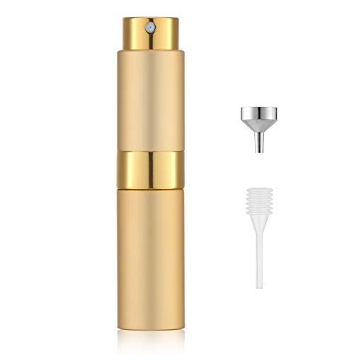LISAPACK 8ML Atomizer Perfume Spray Bottle for Travel, Empty Refillable Cologne Dispenser, Portable Sprayer (Gold) - color: Gold