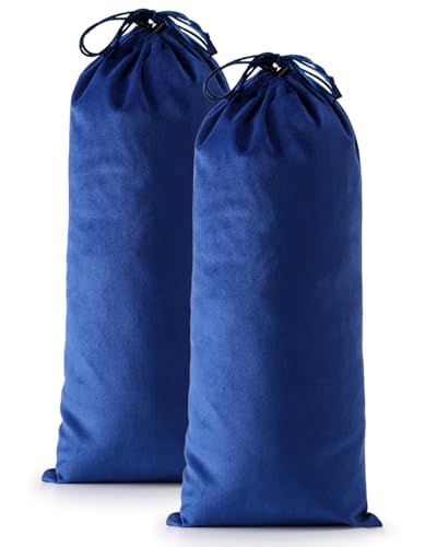 2 Pcs Single Shoe Bags for Travel, 17.3"x8.6" Washable Travel Shoe Bags for Packing in Suitcase, Velvet Dust Bag with Drawstring, Shoe Pouch for Women and Men, Travel and Home Storage(Palace Blue) - color: Palace Blue, size: 17.3"x8.6"