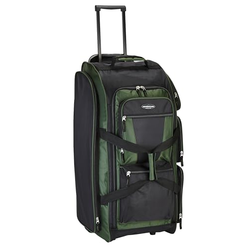 Travelers Club Xpedition 30 Inch Multi-Pocket Upright Rolling Duffel Bag - color: Forest Green