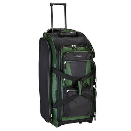 Travelers Club Xpedition 30 Inch Multi-Pocket Upright Rolling Duffel Bag - color: Forest Green