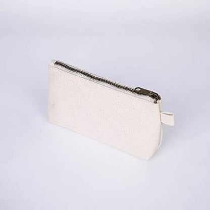 Mini Canvas Travel Toiletry Bag for Women, DIY Personalizable Small Makeup Bag Organizer with 2 Dividers, Washable Cotton Cosmetic Pouch for Purse, Cute Carry-On Essential (Canvas/Beige) - color: Canvas/Beige
